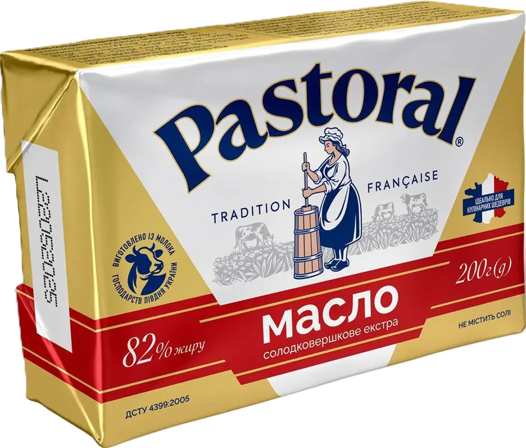 Масло солодковершкове екстра 82,5 % жиру ТМ «Pastoral» 200 g (г)